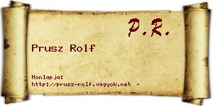Prusz Rolf névjegykártya